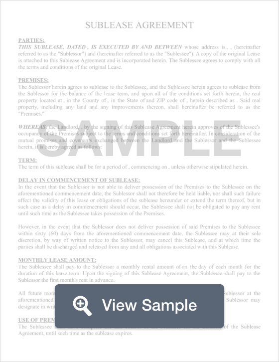 South Dakota Sublease Agreement